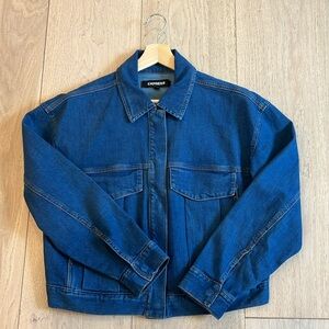 Express Semi-Cropped Snap Front Denim Jacket in Size Medium